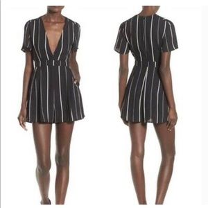ASTR the Label Striped V-Neck Romper